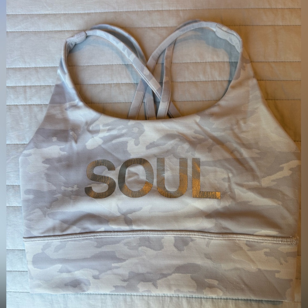 SoulCycle & Lululemon Gray Camouflage Bra